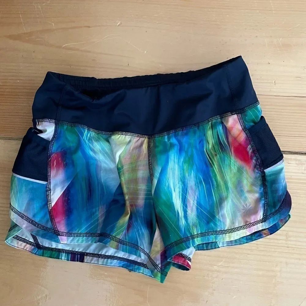 Athleta Record Breaker multi color unicorn shorts
